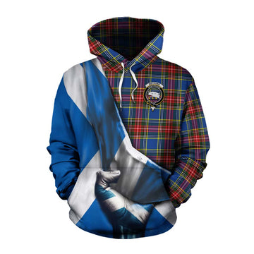 Bethune Tartan Cotton Hoodie with Family Crest Scotland Patriotic Style