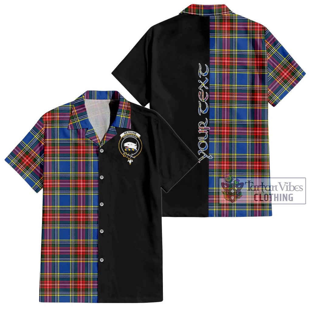 Bethune Tartan Short Sleeve Button Shirt with Family Crest and Half Of Me Style Kid - Tartanvibesclothing Shop