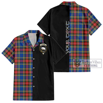 Bethune Tartan Short Sleeve Button Shirt with Family Crest and Half Of Me Style