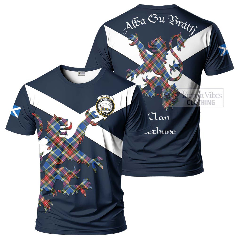 Tartan Vibes Clothing Bethune Tartan Lion Rampant T-Shirt – Proudly Display Your Heritage with Alba Gu Brath and Clan Name