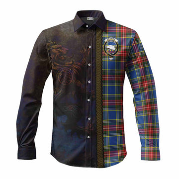 Bethune Tartan Family Crest Long Sleeve Button Shirt Alba Gu Brath Be Brave Lion Ancient Style Men's Shirt S - Tartan Vibes Clothing