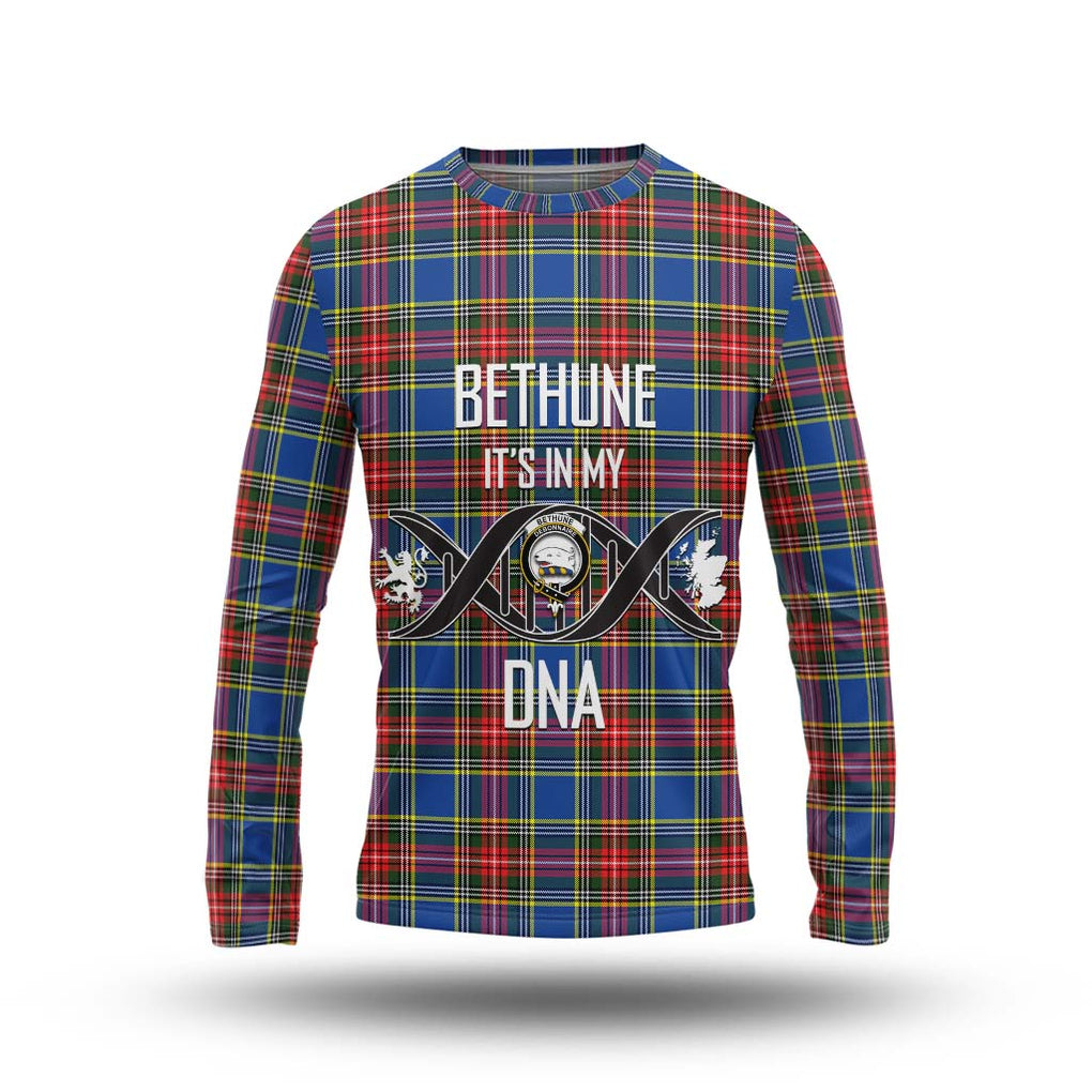 Bethune Tartan Long Sleeve T-Shirt with Family Crest DNA In Me Style Unisex - Tartanvibesclothing Shop