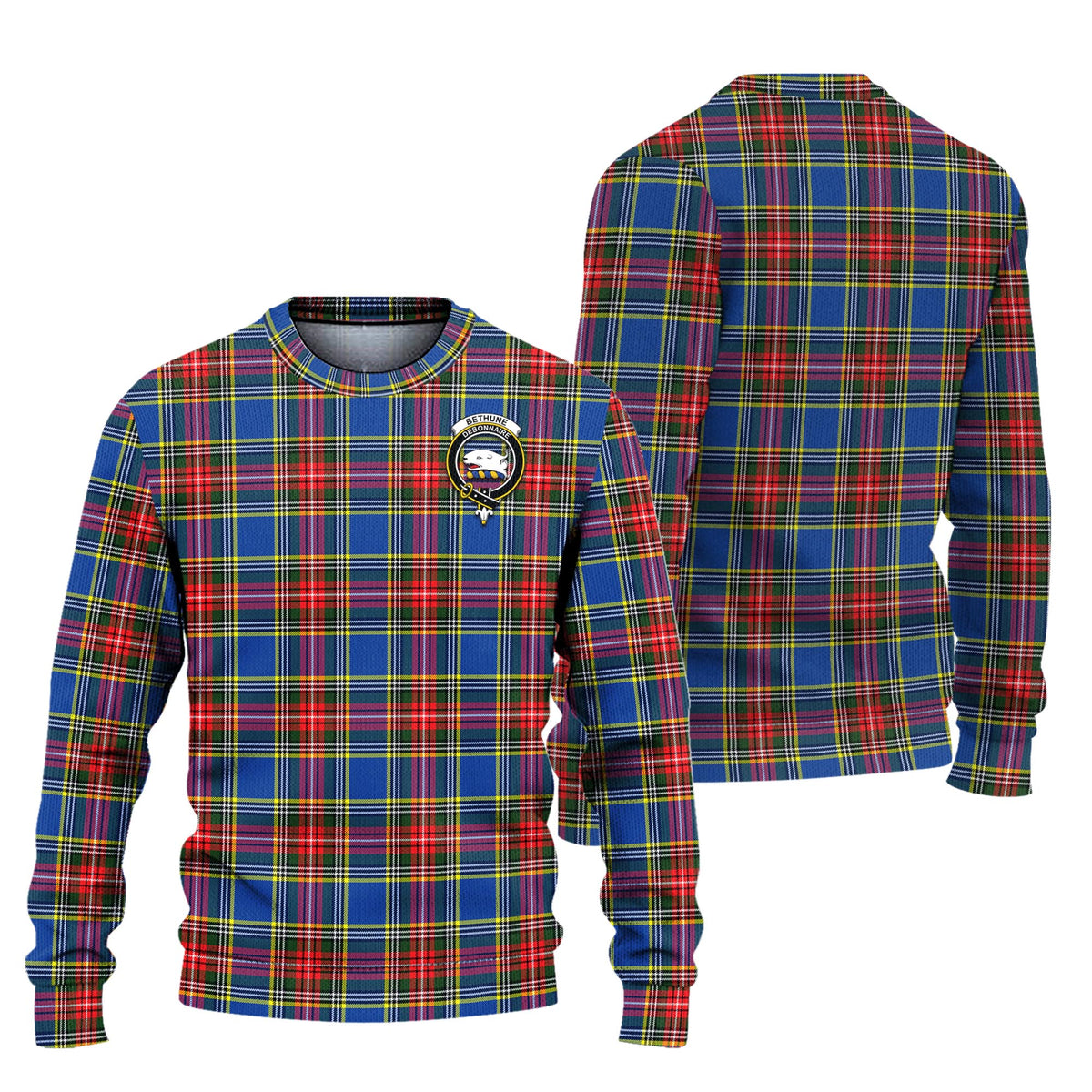 Bethune Tartan Ugly Sweater with Family Crest Unisex - Tartan Vibes Clothing