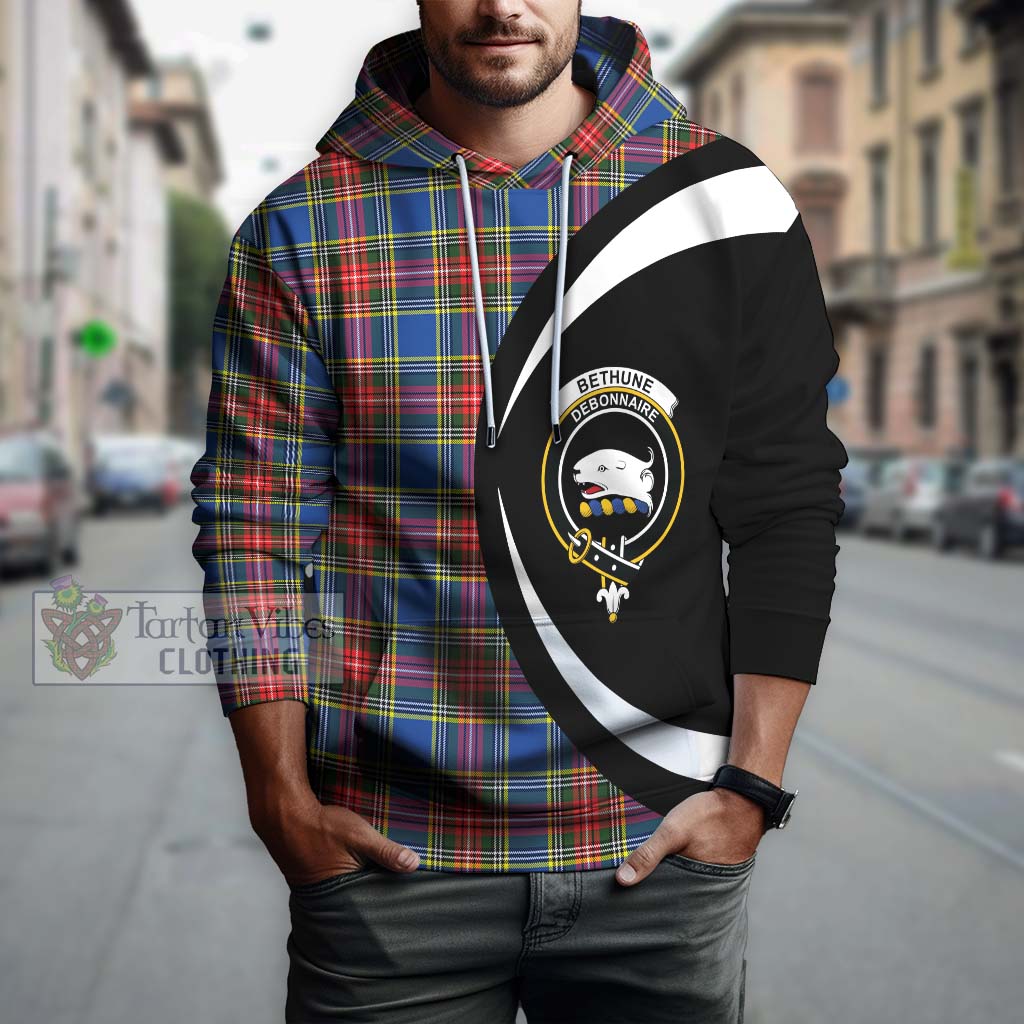 Tartan Vibes Clothing Bethune Tartan Hoodie with Family Crest Circle Style