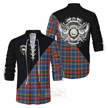 Bethune Tartan Ghillie Kilt Shirt with Family Crest and Military Logo Style