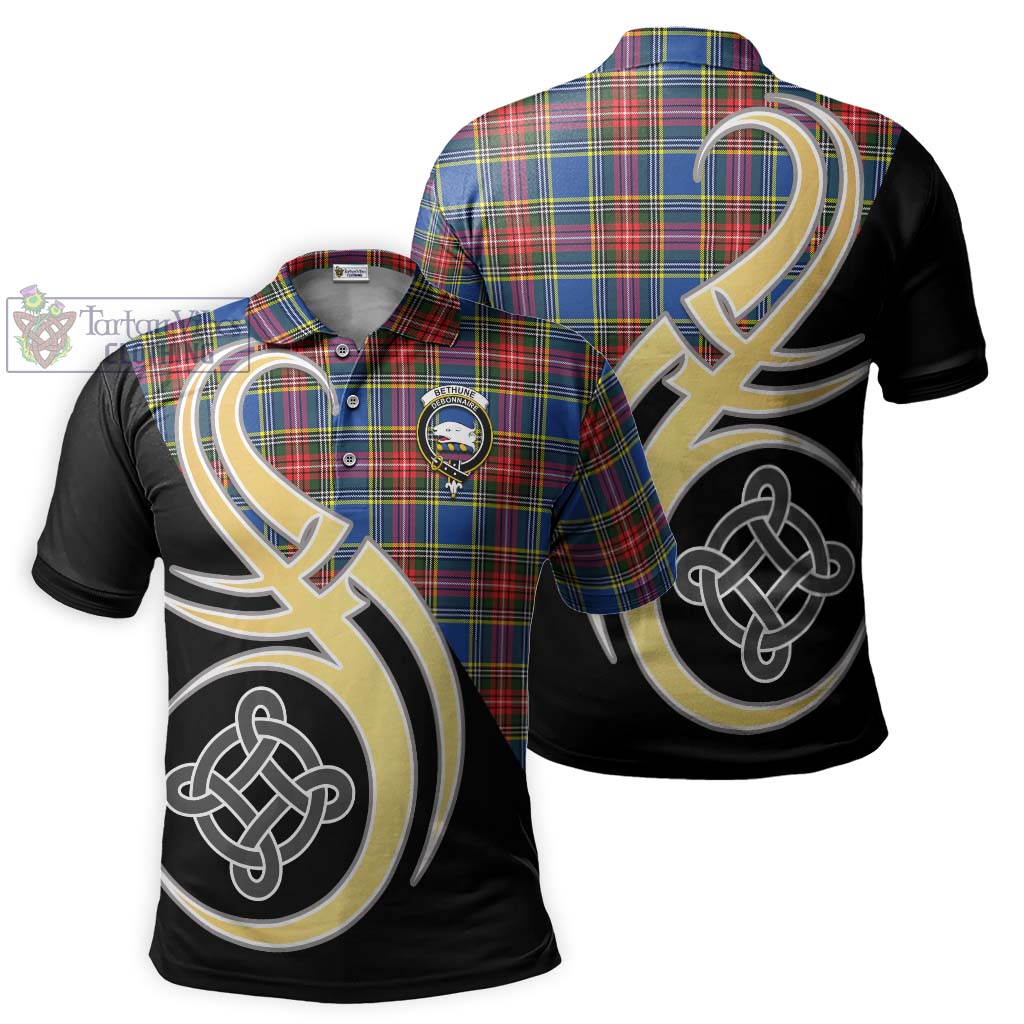 Bethune Tartan Polo Shirt with Family Crest and Celtic Symbol Style Kid - Tartan Vibes Clothing