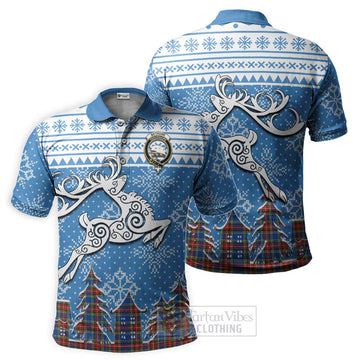 Bethune Clan Christmas Polo Shirt Celtic Reindeer Style