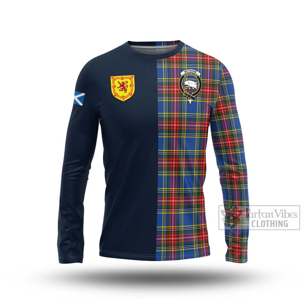 Tartan Vibes Clothing Bethune Tartan Long Sleeve T-Shirt with Scottish Lion Royal Arm Half Style