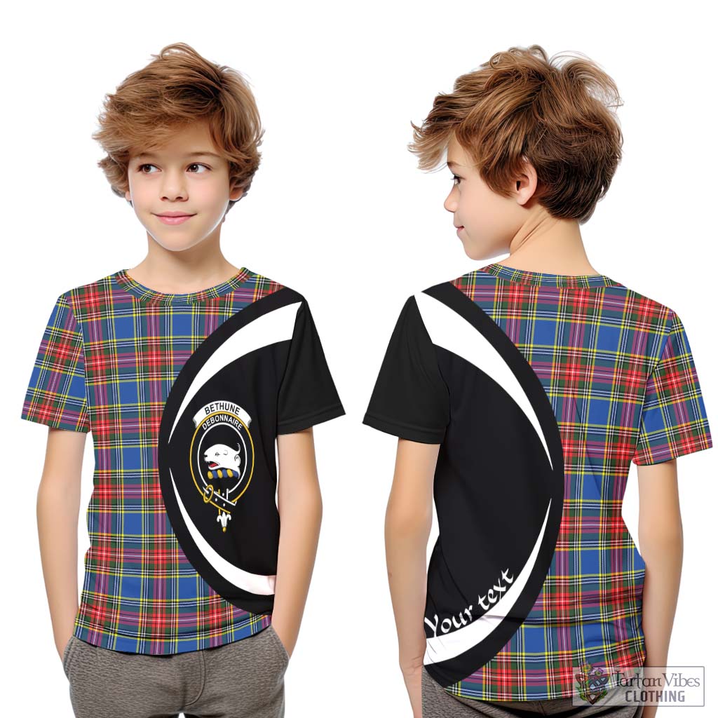 Bethune Tartan Kid T-Shirt with Family Crest Circle Style Youth XL Size14 - Tartan Vibes Clothing