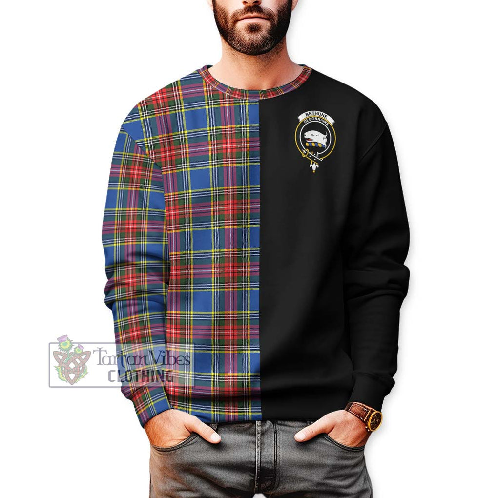 Bethune Tartan Sweatshirt with Family Crest and Half Of Me Style Unisex - Tartanvibesclothing Shop