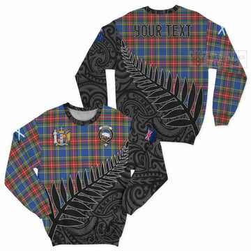 Bethune Crest Tartan Sweatshirt with New Zealand Silver Fern Half Style