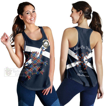 Bethune Tartan Lion Rampant Women's Racerback Tanks  Proudly Display Your Heritage with Alba Gu Brath and Clan Name