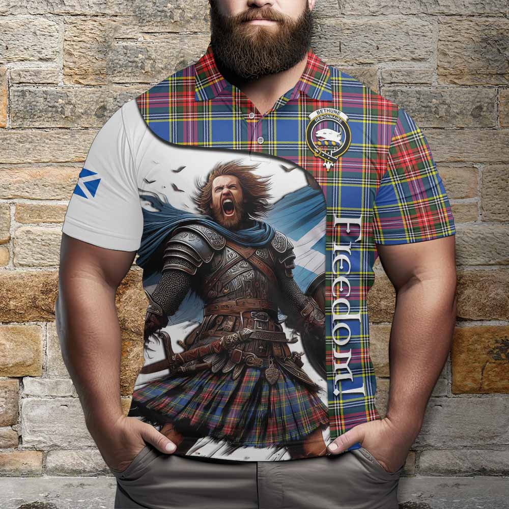 Tartan Vibes Clothing Bethune Crest Tartan Polo Shirt Inspired by the Freedom of Scottish Warrior