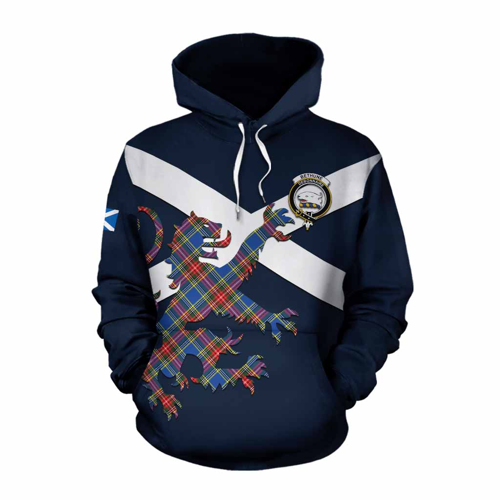 Tartan Vibes Clothing Bethune Tartan Lion Rampant Cotton Hoodie Proudly Display Your Heritage with Alba Gu Brath and Clan Name