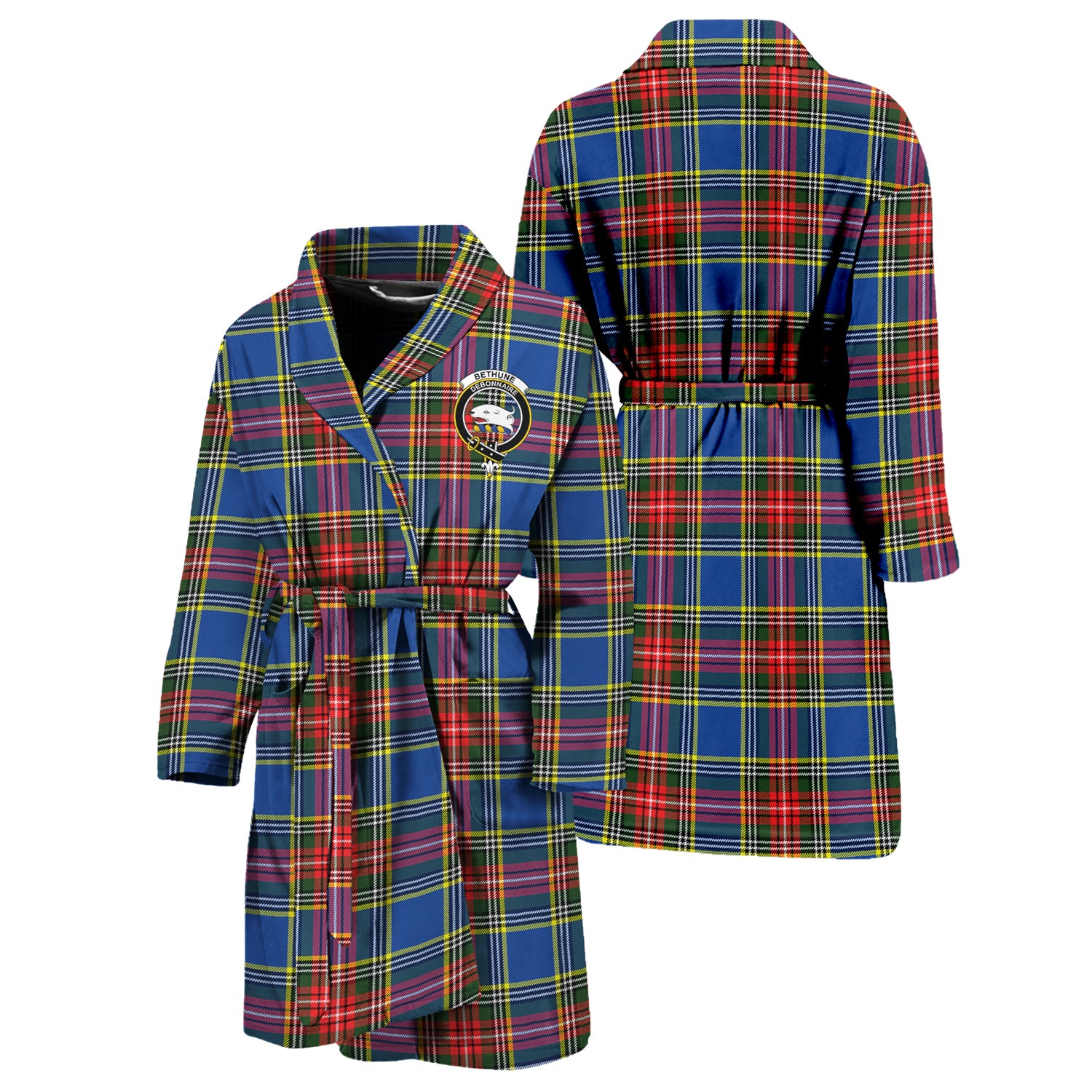 Bethune Tartan Bathrobe with Family Crest Unisex S - Tartan Vibes Clothing