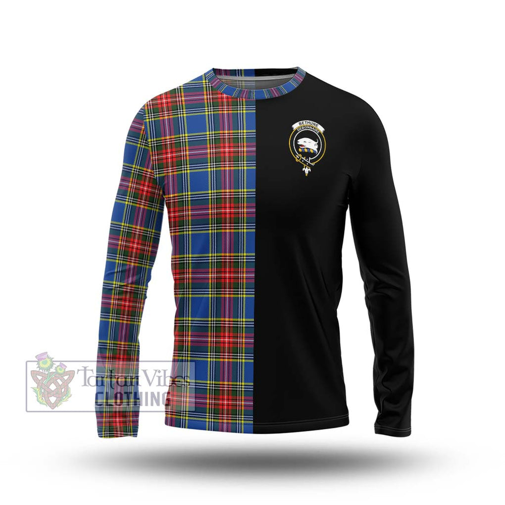 Bethune Tartan Long Sleeve T-Shirt with Family Crest and Half Of Me Style Unisex - Tartanvibesclothing Shop