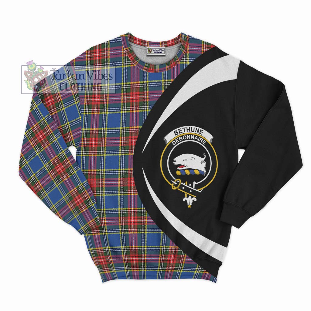 Bethune Tartan Sweatshirt with Family Crest Circle Style Unisex - Tartan Vibes Clothing