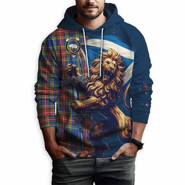 Bethune Tartan Family Crest Hoodie with Scottish Majestic Lion