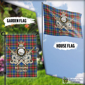 Bethune Tartan Flag with Clan Crest and the Golden Sword of Courageous Legacy