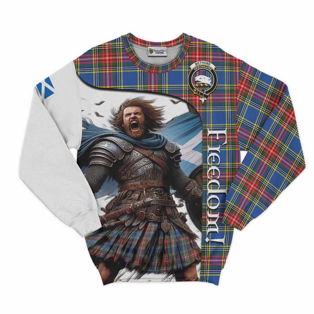 Tartan Vibes Clothing Bethune Crest Tartan Sweatshirt Inspired by the Freedom of Scottish Warrior