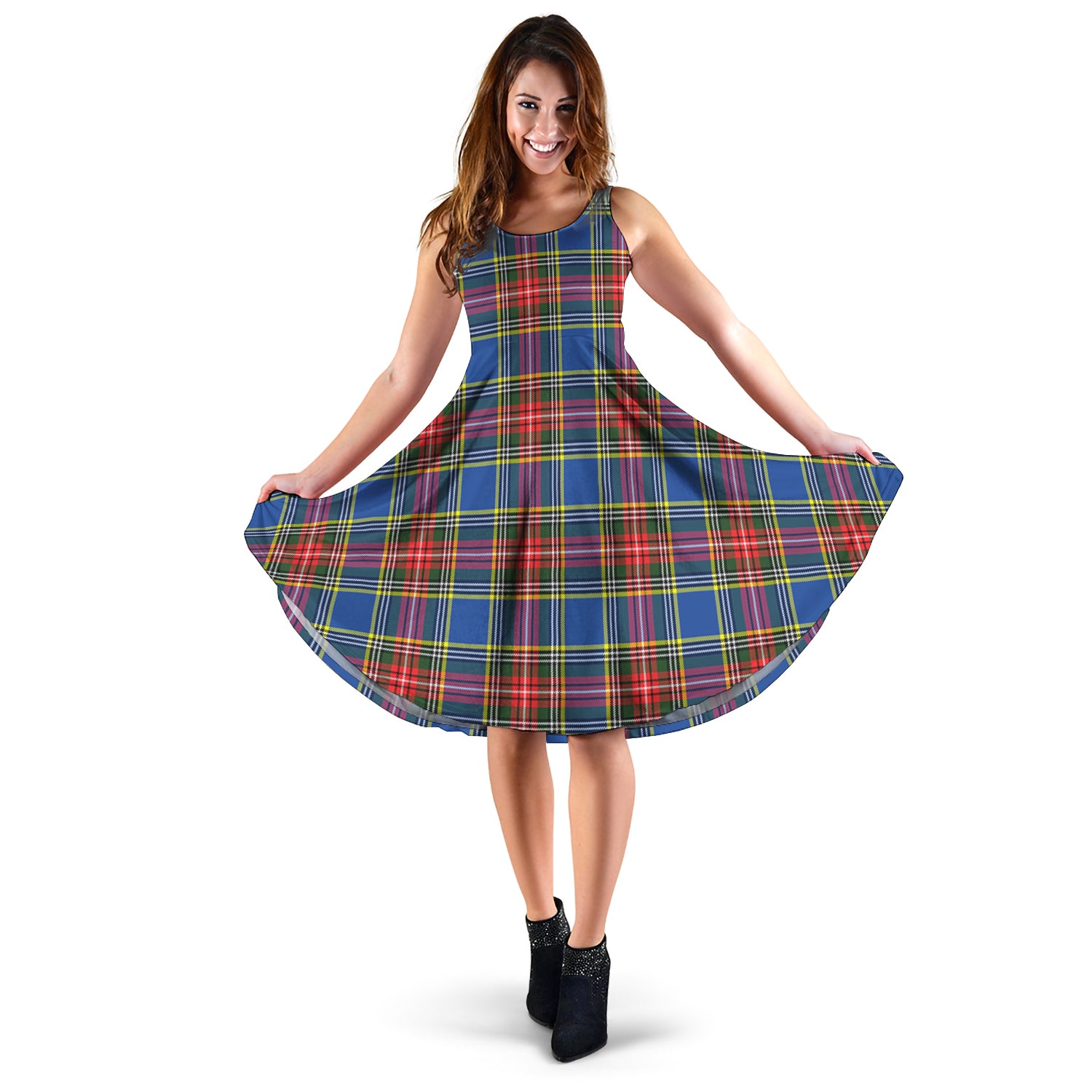 Bethune Tartan Sleeveless Midi Womens Dress - Tartanvibesclothing