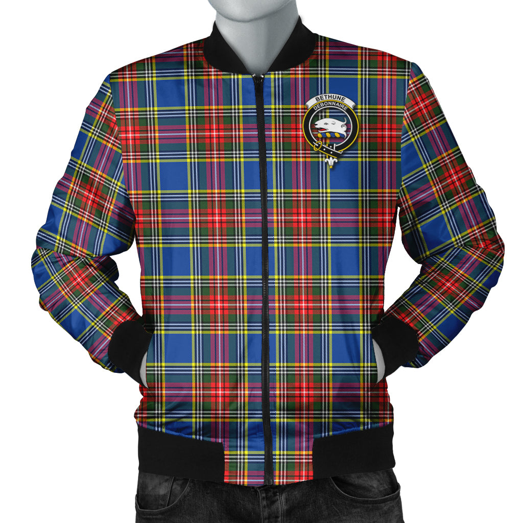 Bethune Tartan Bomber Jacket with Family Crest Unisex - Tartanvibesclothing