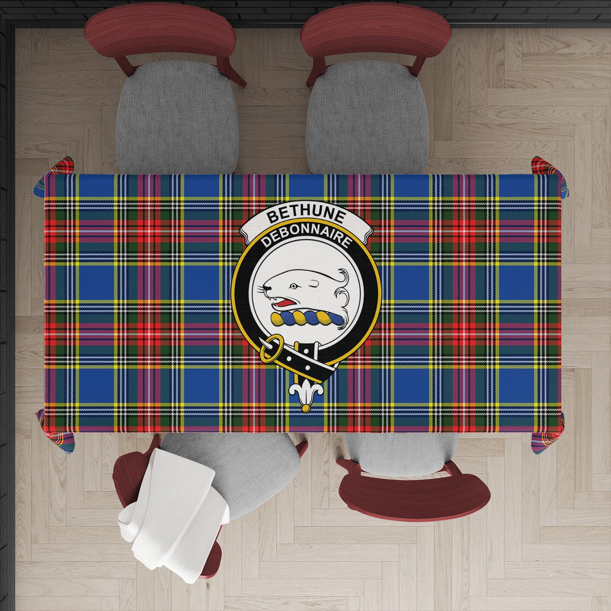 Bethune Tartan Tablecloth with Family Crest XL 57.1"x70.9"(145x180cm) - Tartan Vibes Clothing