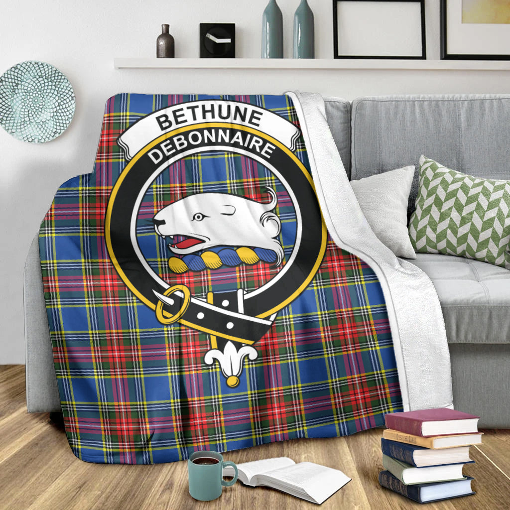 Bethune Tartan Blanket with Family Crest X-Large 59 x 79 inches 150 x 200 cm - Tartan Vibes Clothing