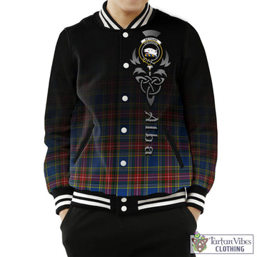 Bethune Tartan Baseball Jacket Featuring Alba Gu Brath Family Crest Celtic Inspired