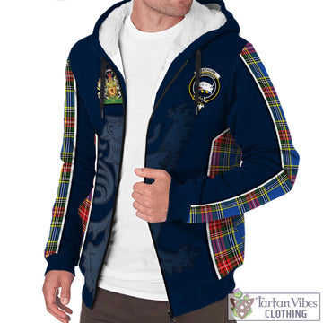 Bethune Tartan Sherpa Hoodie with Family Crest and Lion Rampant Vibes Sport Style Unisex - Tartan Vibes Clothing
