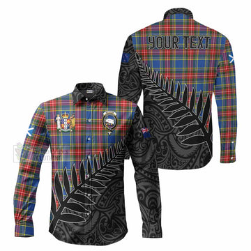 Bethune Crest Tartan Long Sleeve Button Shirt with New Zealand Silver Fern Half Style Men's Shirt S - Tartan Vibes Clothing