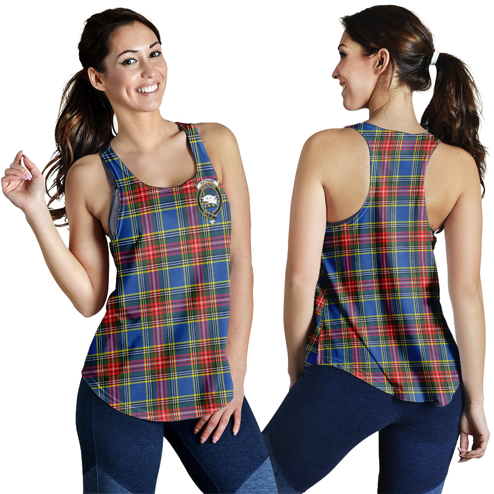 Bethune Tartan Women Racerback Tanks with Family Crest - Tartanvibesclothing