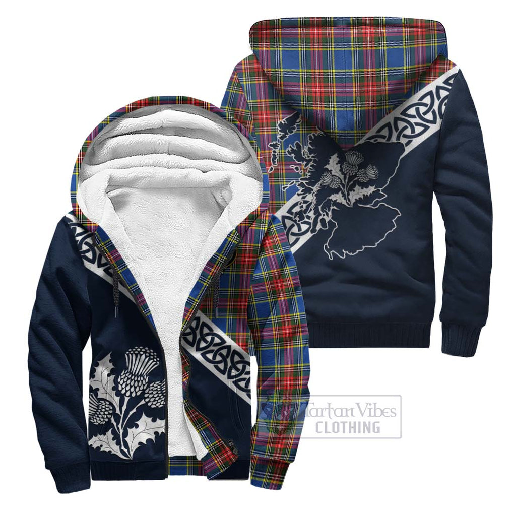 Tartan Vibes Clothing Bethune Tartan Sherpa Hoodie Featuring Thistle and Scotland Map