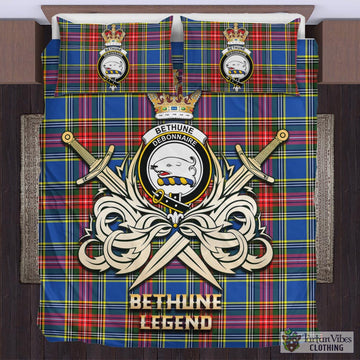 Bethune Tartan Bedding Set with Clan Crest and the Golden Sword of Courageous Legacy