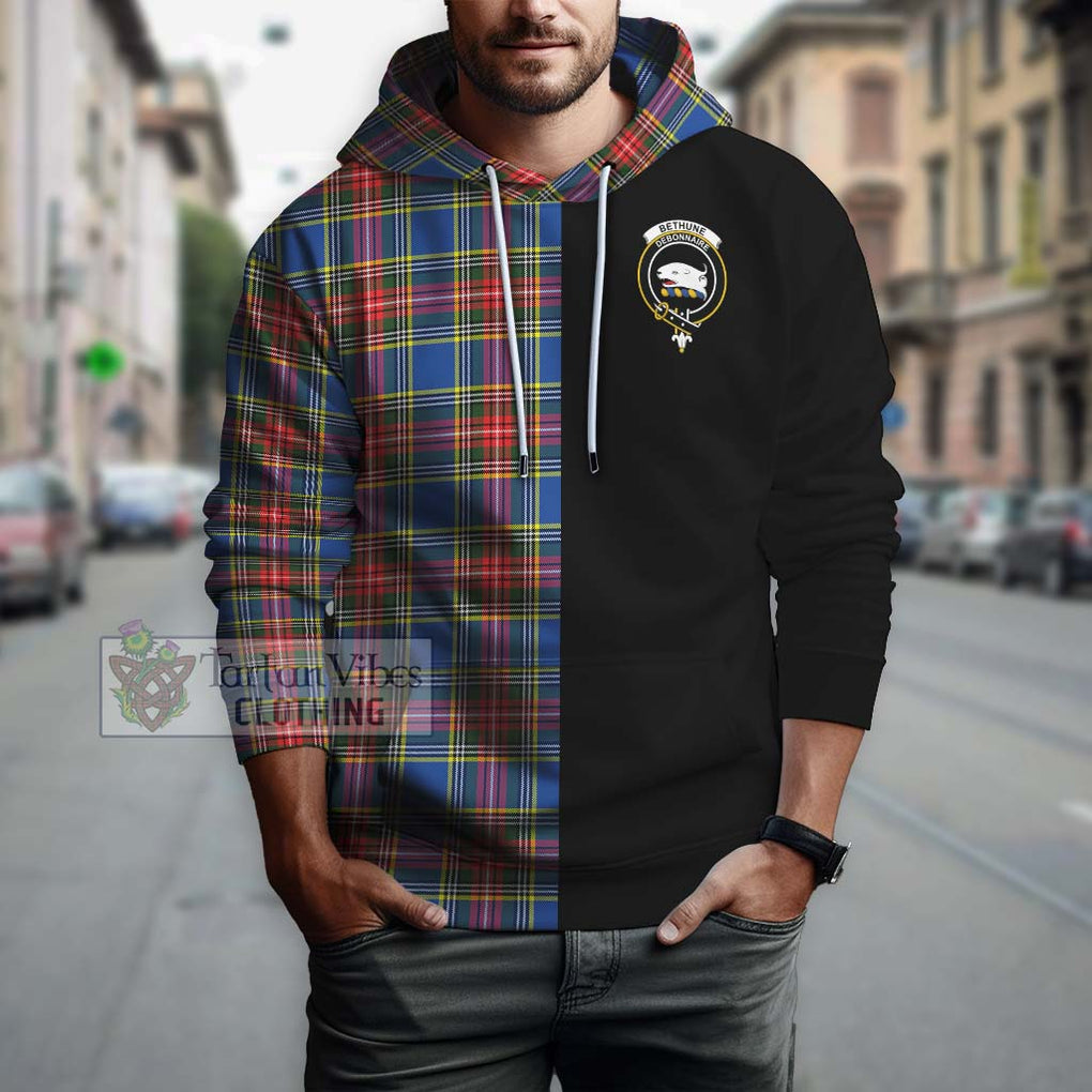 Bethune Tartan Hoodie with Family Crest and Half Of Me Style Zip Hoodie - Tartanvibesclothing Shop