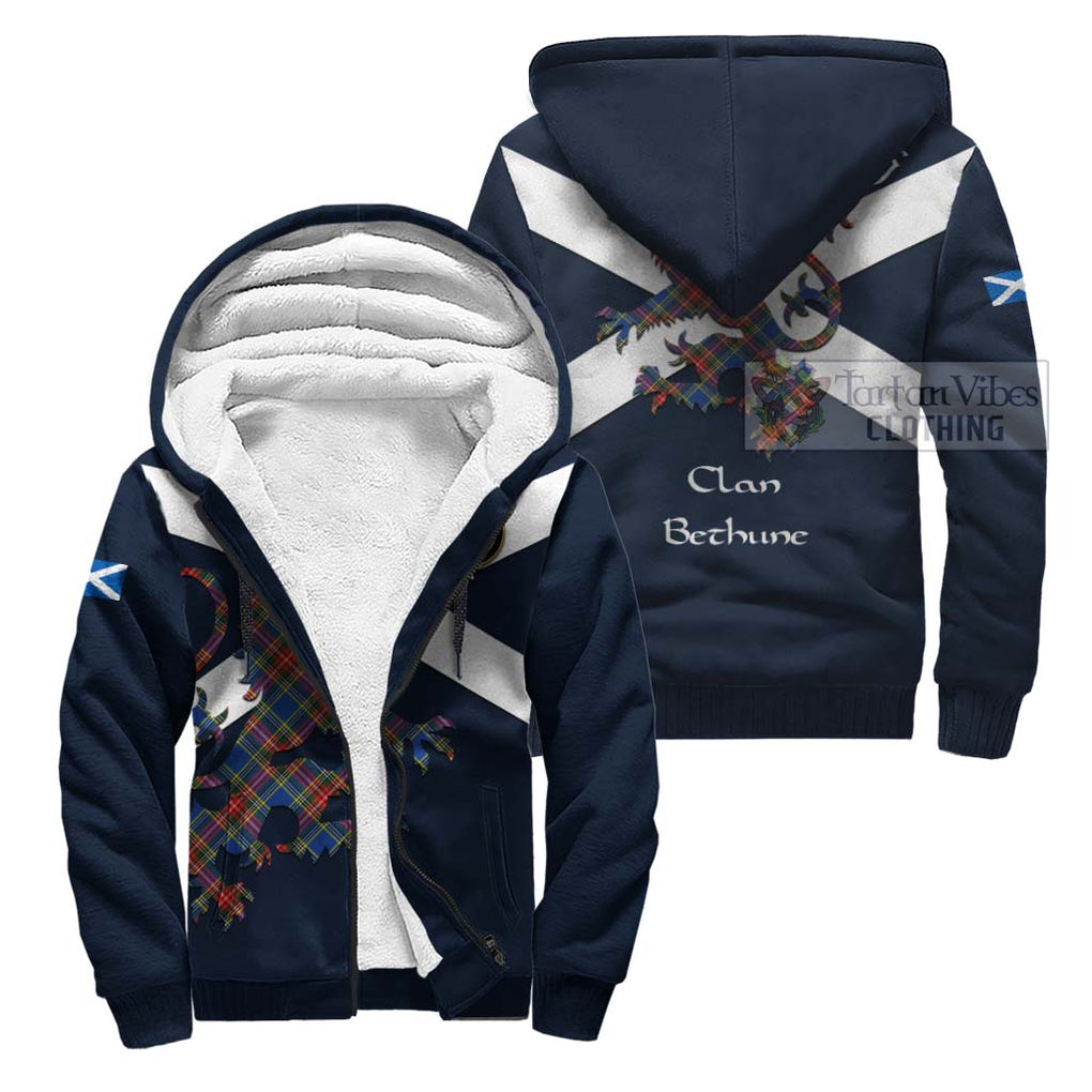 Tartan Vibes Clothing Bethune Tartan Lion Rampant Sherpa Hoodie – Proudly Display Your Heritage with Alba Gu Brath and Clan Name