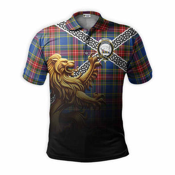 Bethune Crest Tartan Polo Shirt with Golden Lion Emblem Celtic Style Kid - Tartan Vibes Clothing