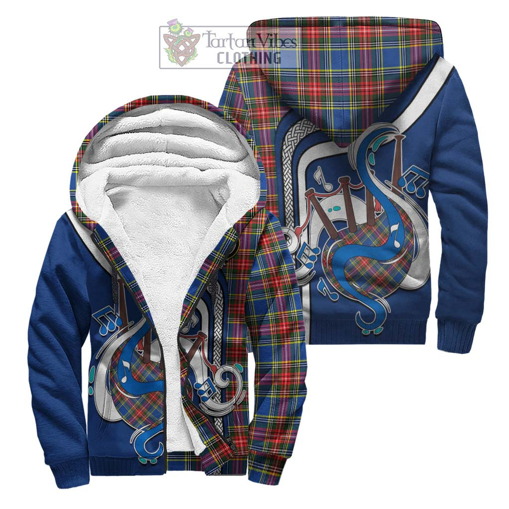 Bethune Tartan Sherpa Hoodie with Epic Bagpipe Style Unisex S - Tartanvibesclothing Shop