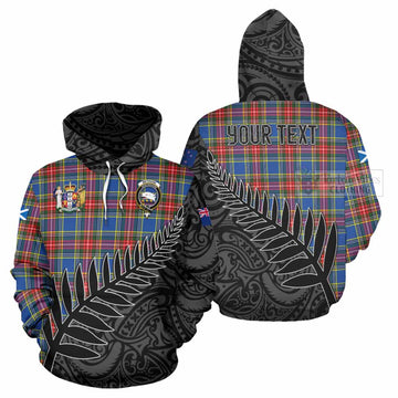 Bethune Crest Tartan Hoodie with New Zealand Silver Fern Half Style