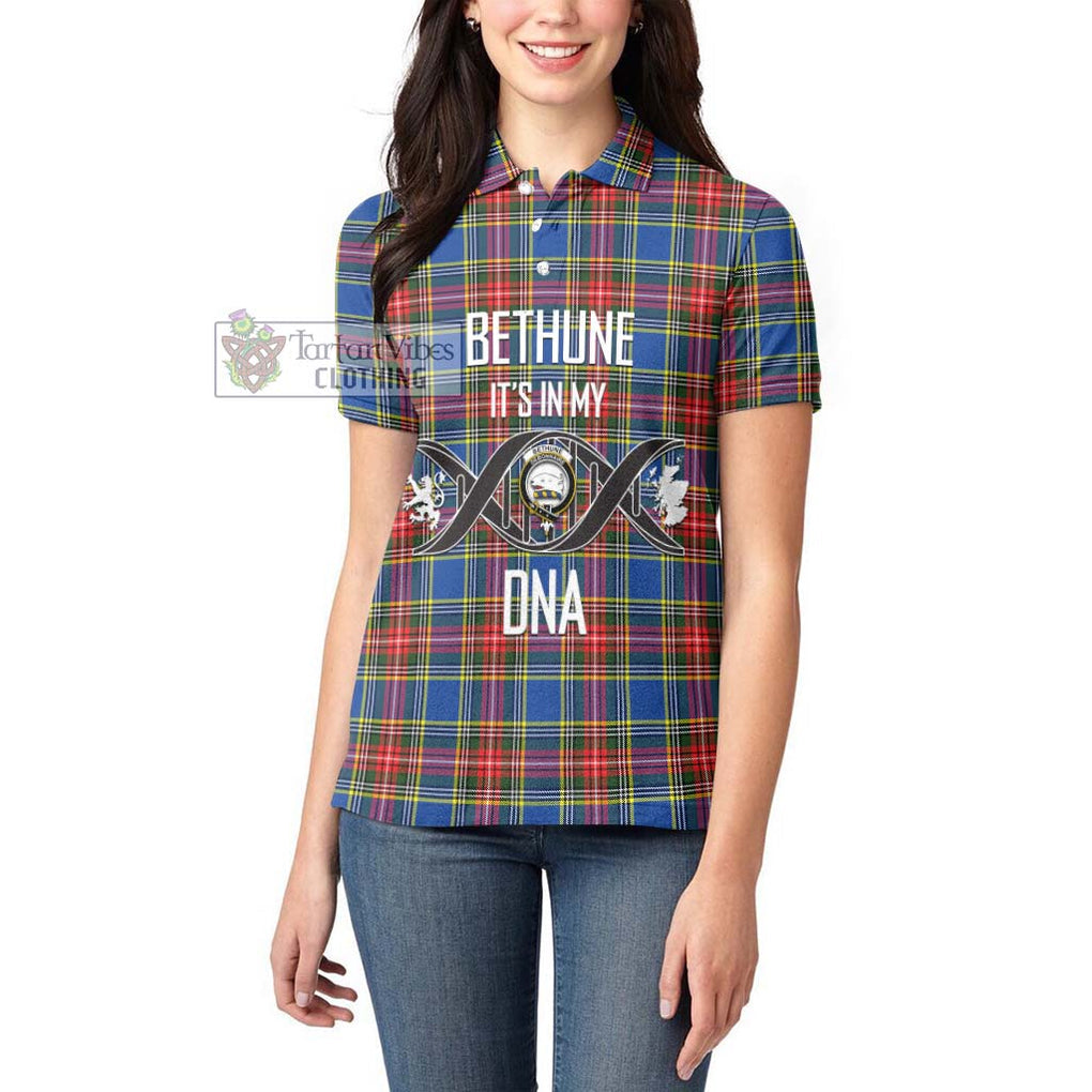 Bethune Tartan Women's Polo Shirt with Family Crest DNA In Me Style Women - Tartanvibesclothing Shop