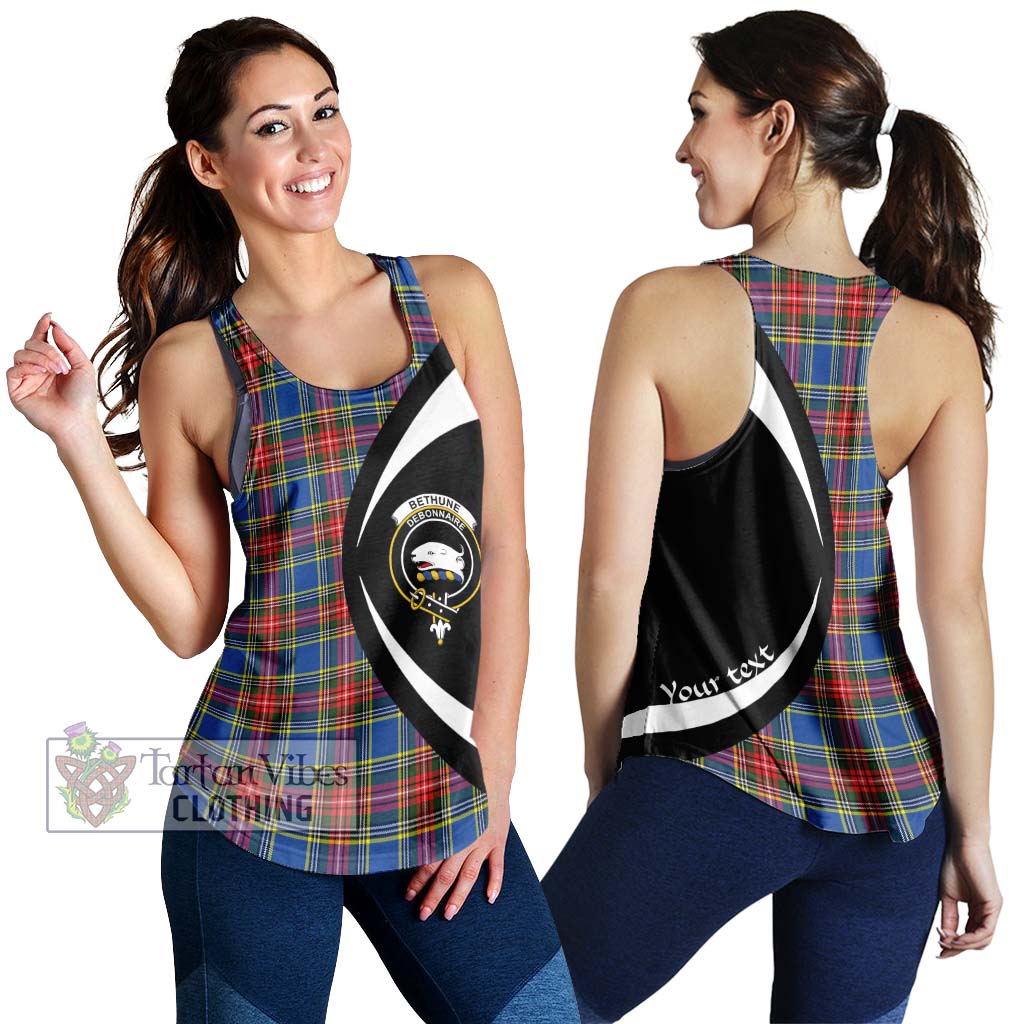 Bethune Tartan Women's Racerback Tanks with Family Crest Circle Style 4XL - Tartan Vibes Clothing