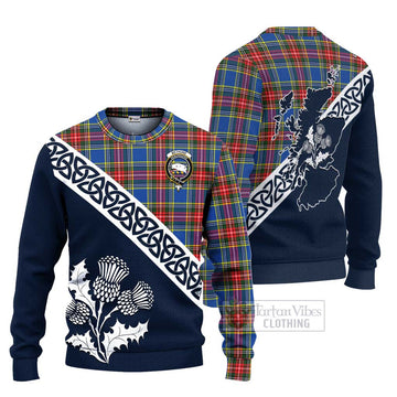 Bethune Tartan Ugly Sweater Featuring Thistle and Scotland Map