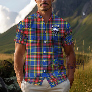 Bethune Tartan Cotton Hawaiian Shirt with Family Crest