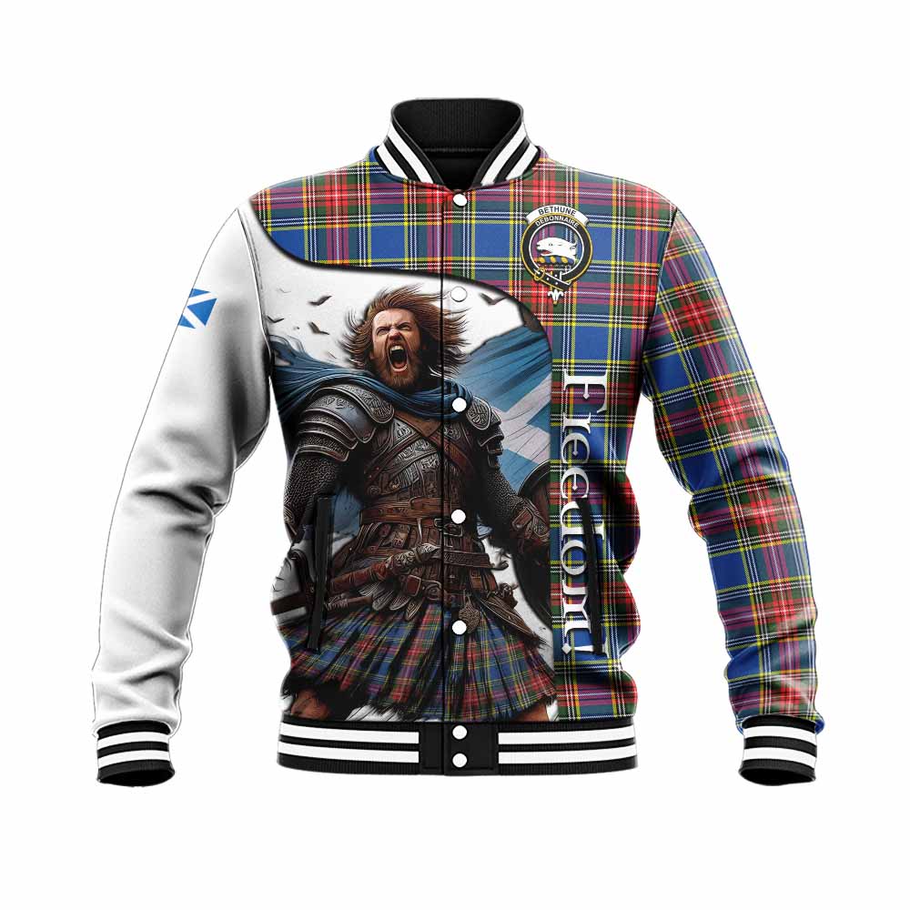 Tartan Vibes Clothing Bethune Crest Tartan Baseball Jacket Inspired by the Freedom of Scottish Warrior