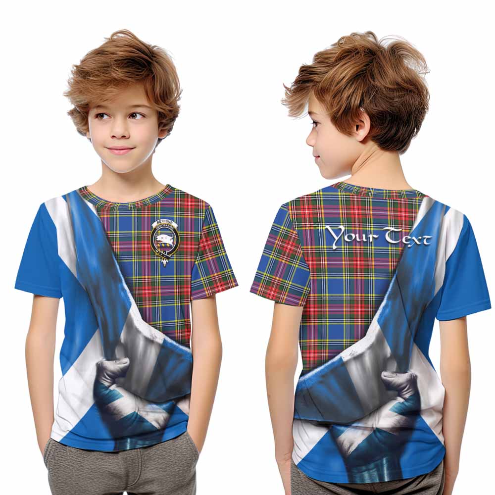 Tartan Vibes Clothing Bethune Tartan Kid T-Shirt with Family Crest Scotland Patriotic Style