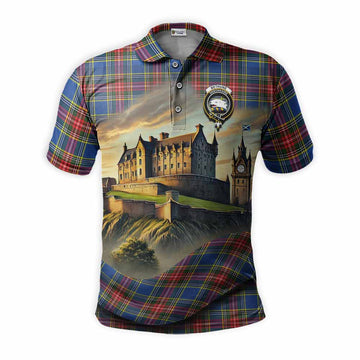 Bethune Tartan Family Crest Polo Shirt with Scottish Ancient Castle Style Kid - Tartan Vibes Clothing