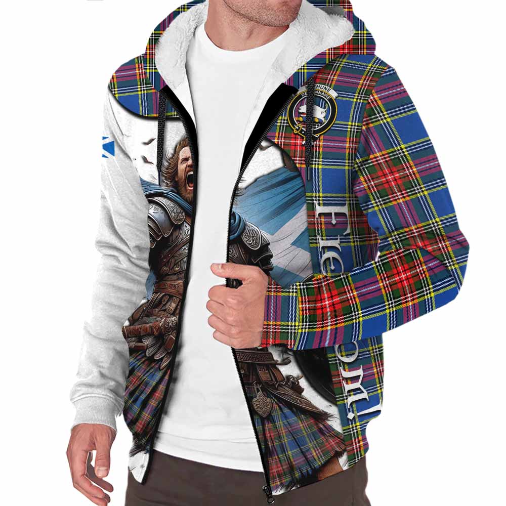 Tartan Vibes Clothing Bethune Crest Tartan Sherpa Hoodie Inspired by the Freedom of Scottish Warrior