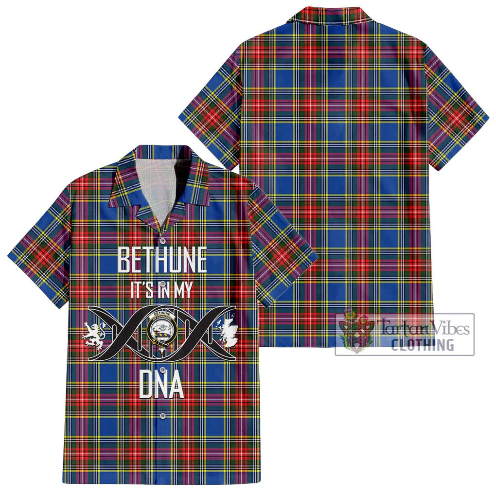 Bethune Tartan Short Sleeve Button Shirt with Family Crest DNA In Me Style Kid - Tartanvibesclothing Shop