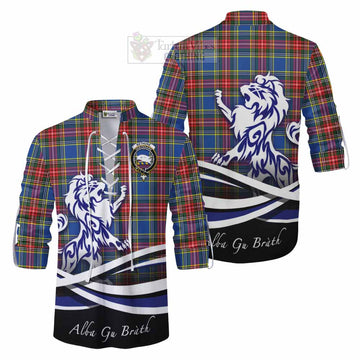 Bethune Tartan Ghillie Kilt Shirt with Alba Gu Brath Regal Lion Emblem