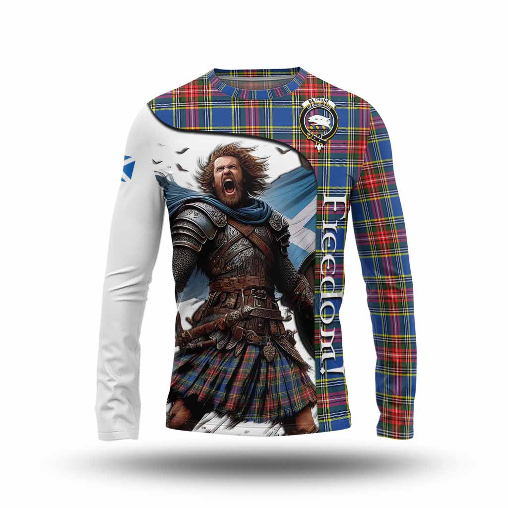 Tartan Vibes Clothing Bethune Crest Tartan Long Sleeve T-Shirt Inspired by the Freedom of Scottish Warrior